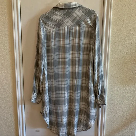 NWT Cloth & Stone long sleeves shirt dress, plaid white Heather gray, size M - Picture 6 of 8